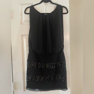 Aidan by Aidan Mattox. Sleeveless chiffon blouson sequin mini dress,size 6 black